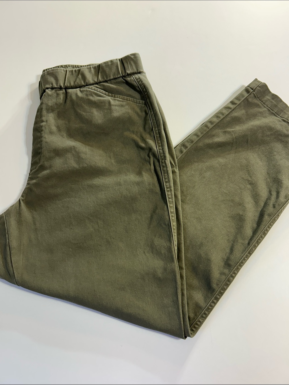Lands End Women's  Mid Rise Pull On Chino Crop Pants size 10‎ olive green